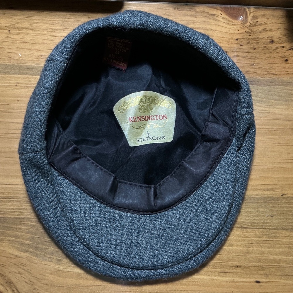 Vintage Stetson Kensington Newsboy Cap Gray Wool Blend Tweed Small 6 3/4-6 7/8